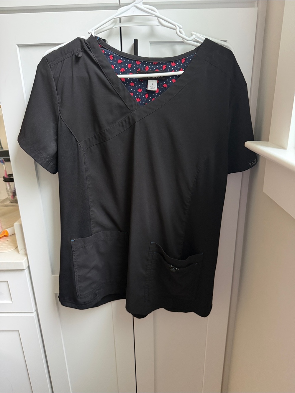 Women’s Koi Basics Black V-Neck Scrub Top